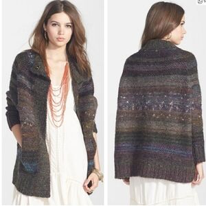 Free People Starlight Shadows Oversized Sweater XS Brown Wool Mohair Alpaca